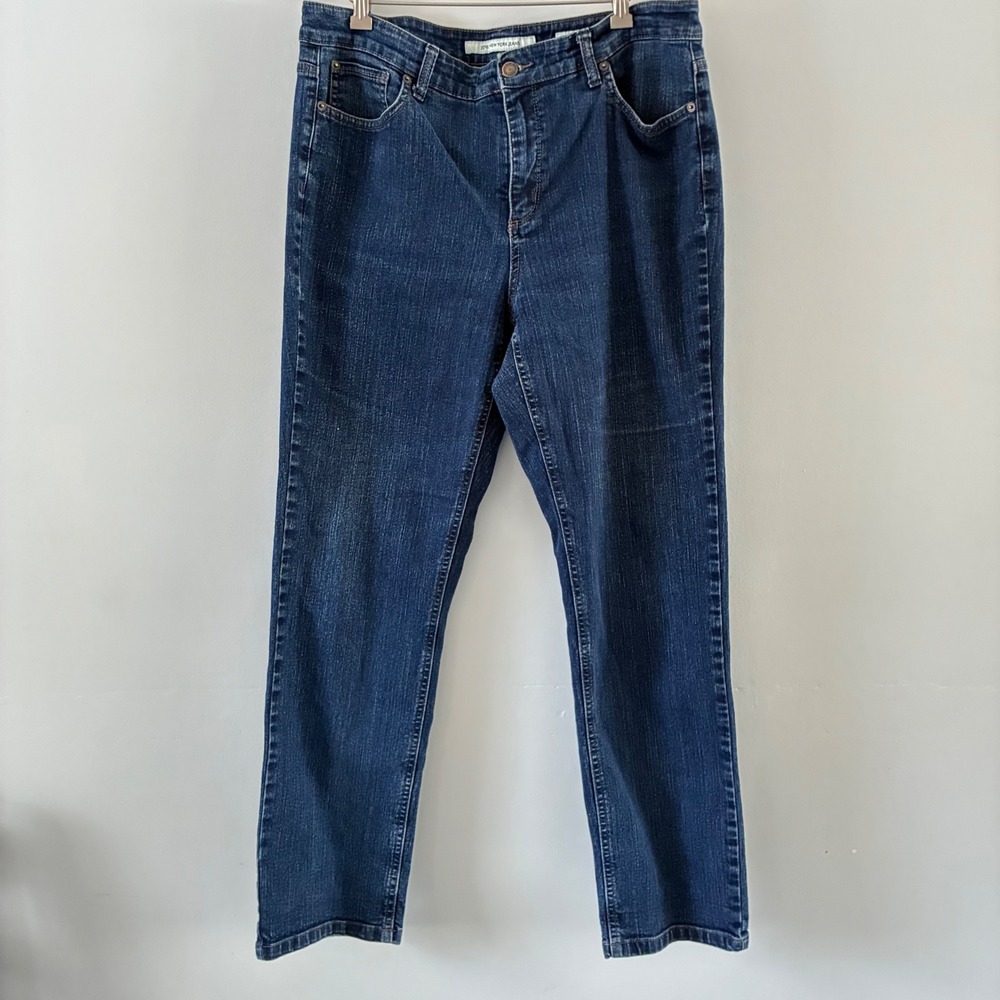 Jones New York Jeans Lexington Straight Leg Dark Indigo Denim Blue Womens 16MR